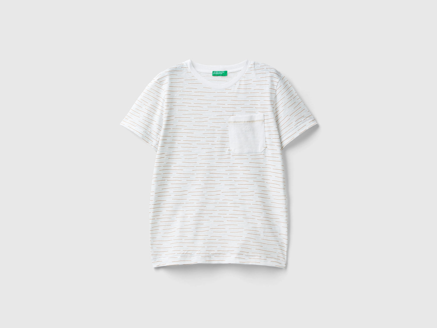 Maglietta a righe in misto lino da bambino bianco | Benetton Outlet