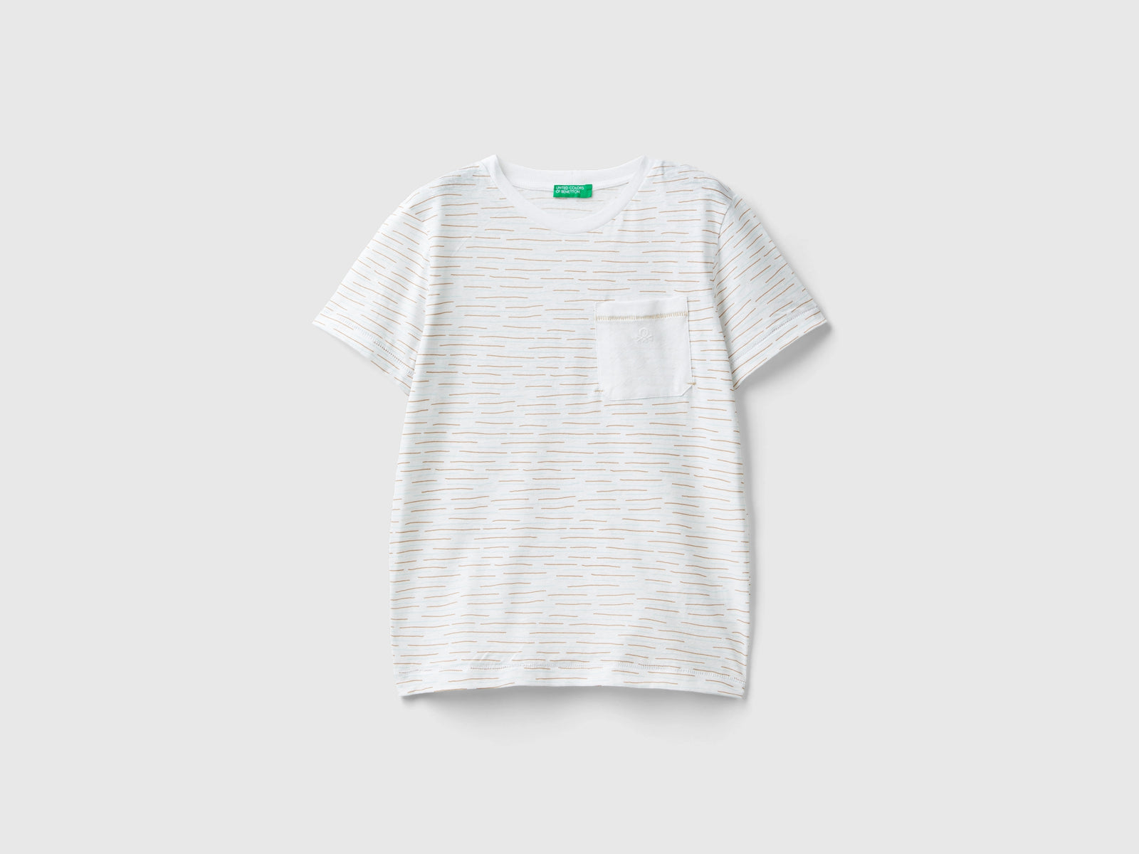 Maglietta a righe in misto lino da bambino bianco | Benetton Outlet