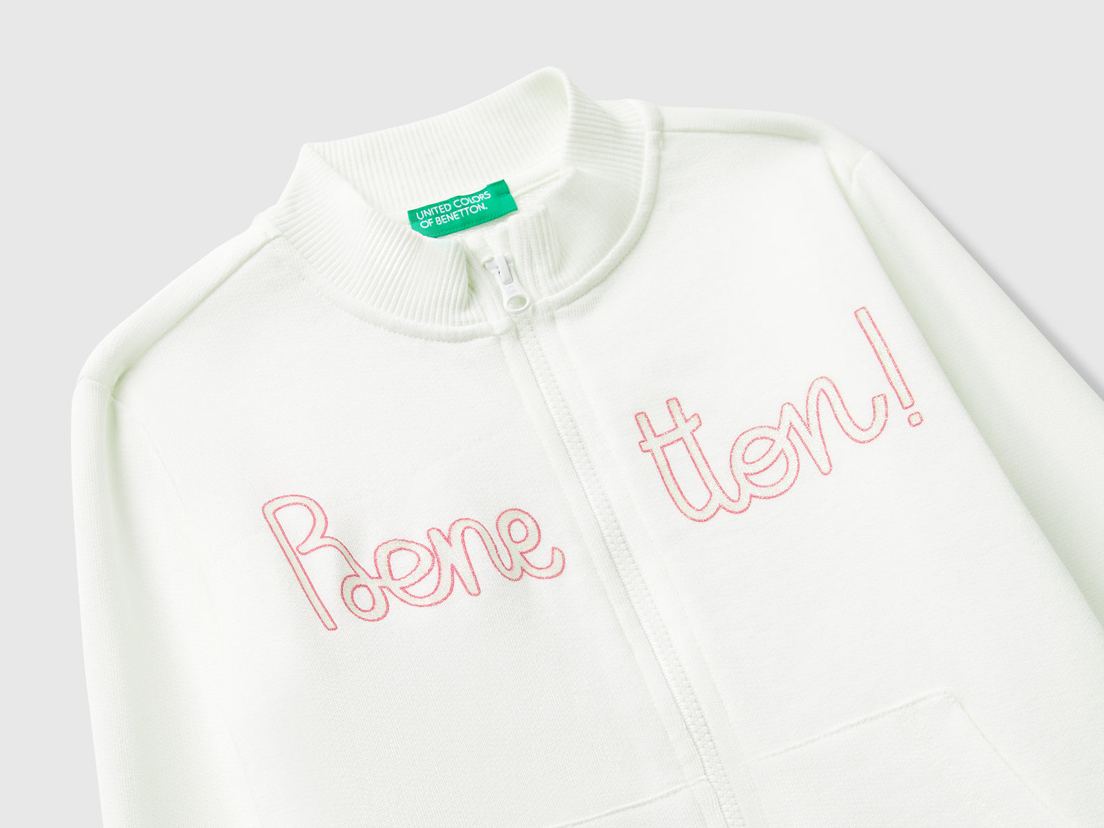 Felpa con stampa glitter da bimba bianco panna 3 | Benetton Outlet