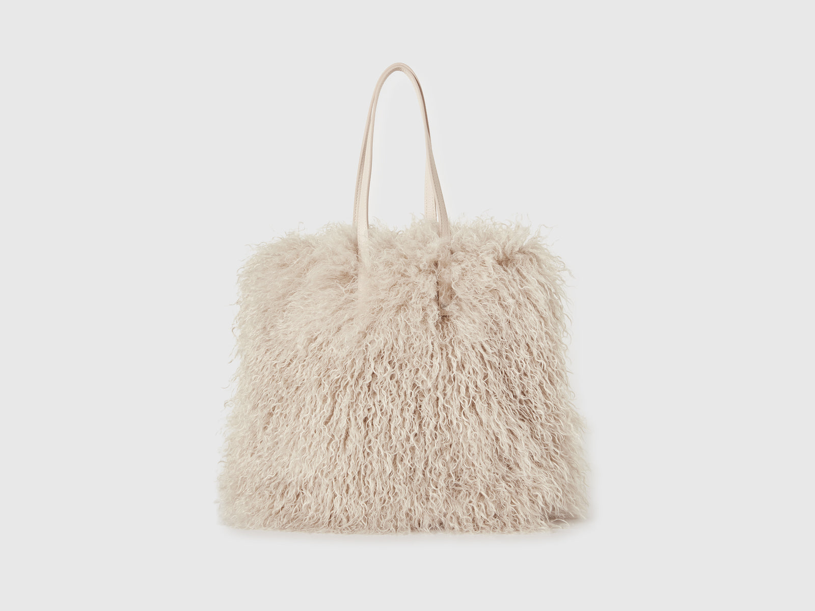 Borsa in pelliccetta sintetica da donna bianco panna | Benetton Outlet