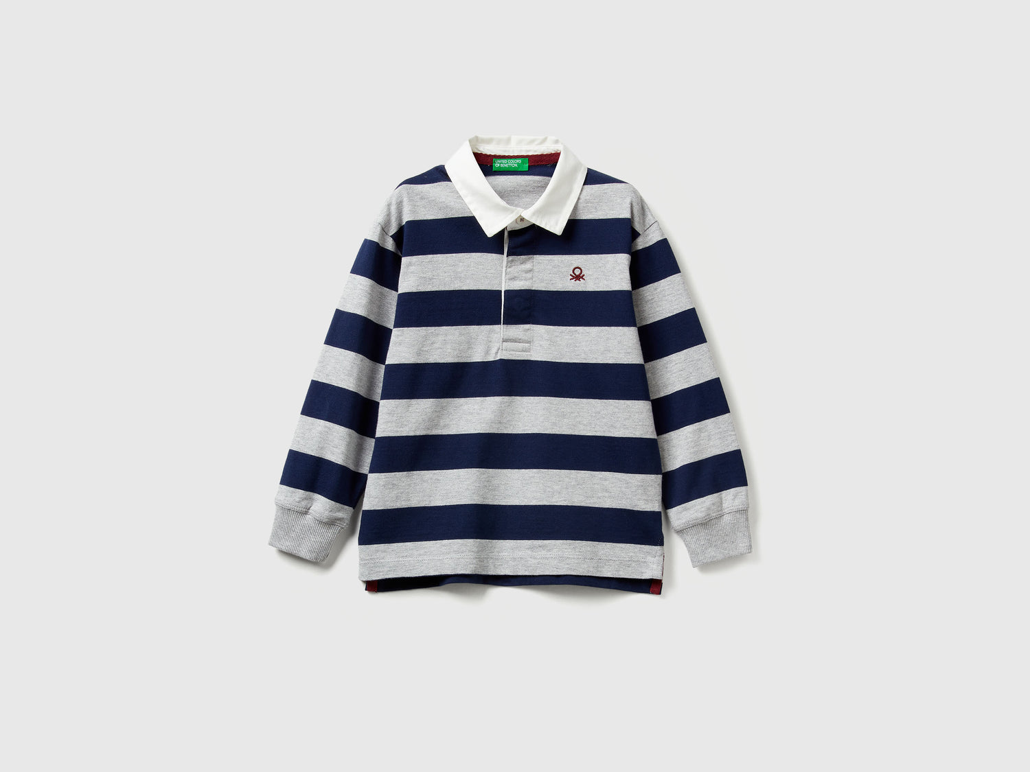 Polo rugby a righe in cotone da bimbo grigio | Benetton Outlet