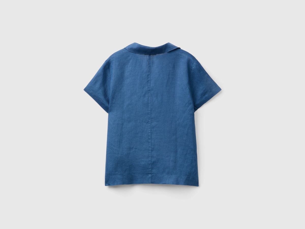 Blusa a polo in puro lino