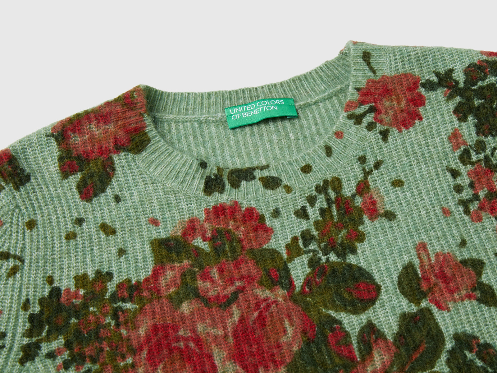Maglia floreale in filato riciclato da donna verde chiaro 3 | Benetton Outlet