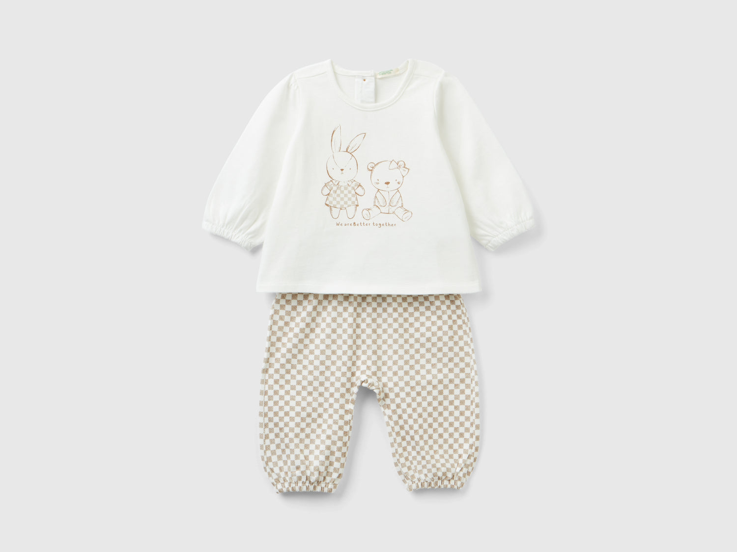 Caldo completo con stampa animaletti da neonato bianco panna | Benetton Outlet