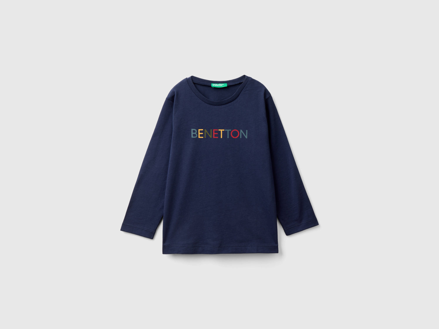 T-shirt manica lunga in cotone bio da bimbo blu scuro | Benetton Outlet