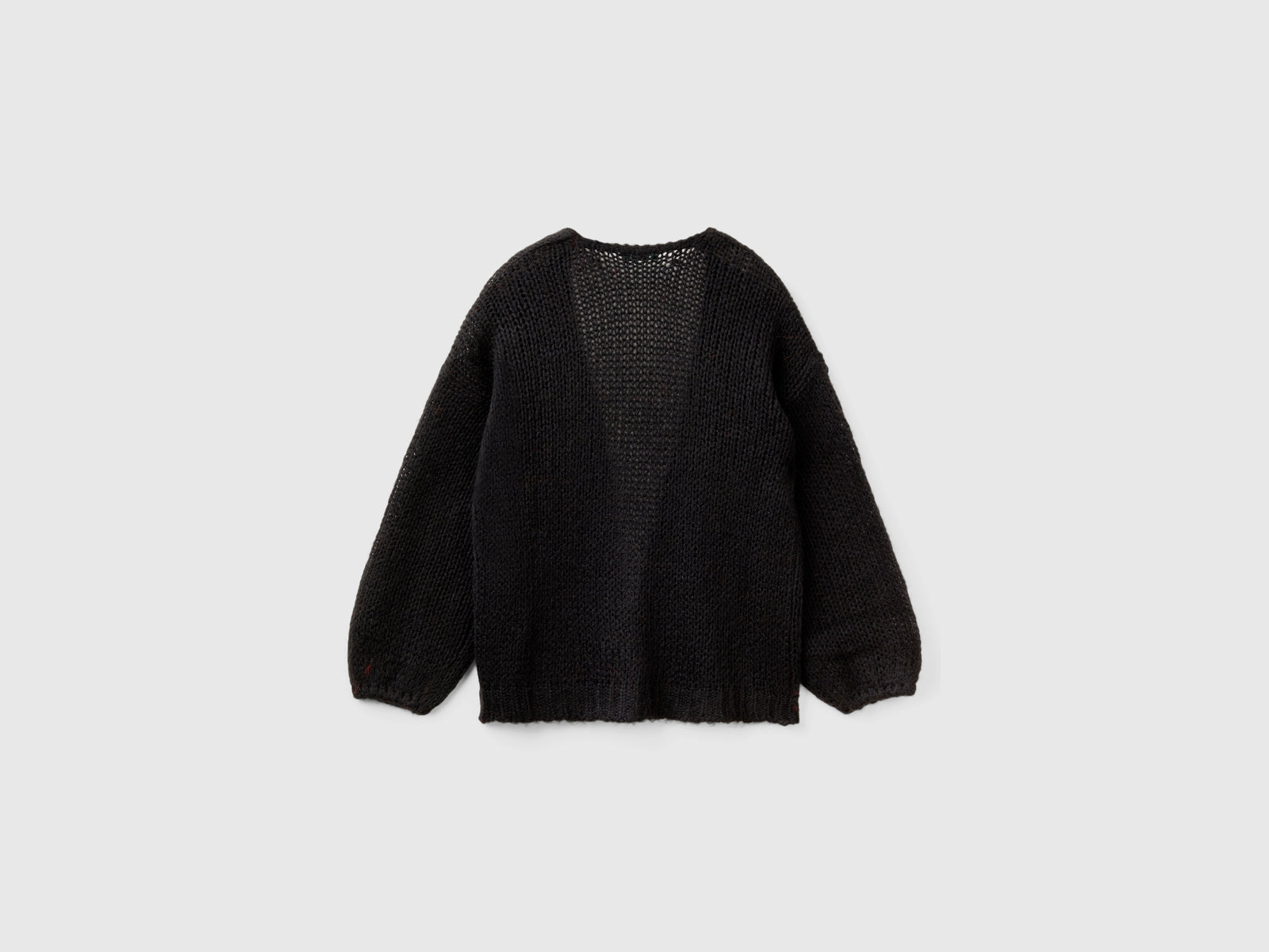 Cardigan over fit in misto lana da bambina nero 2 | Benetton Outlet