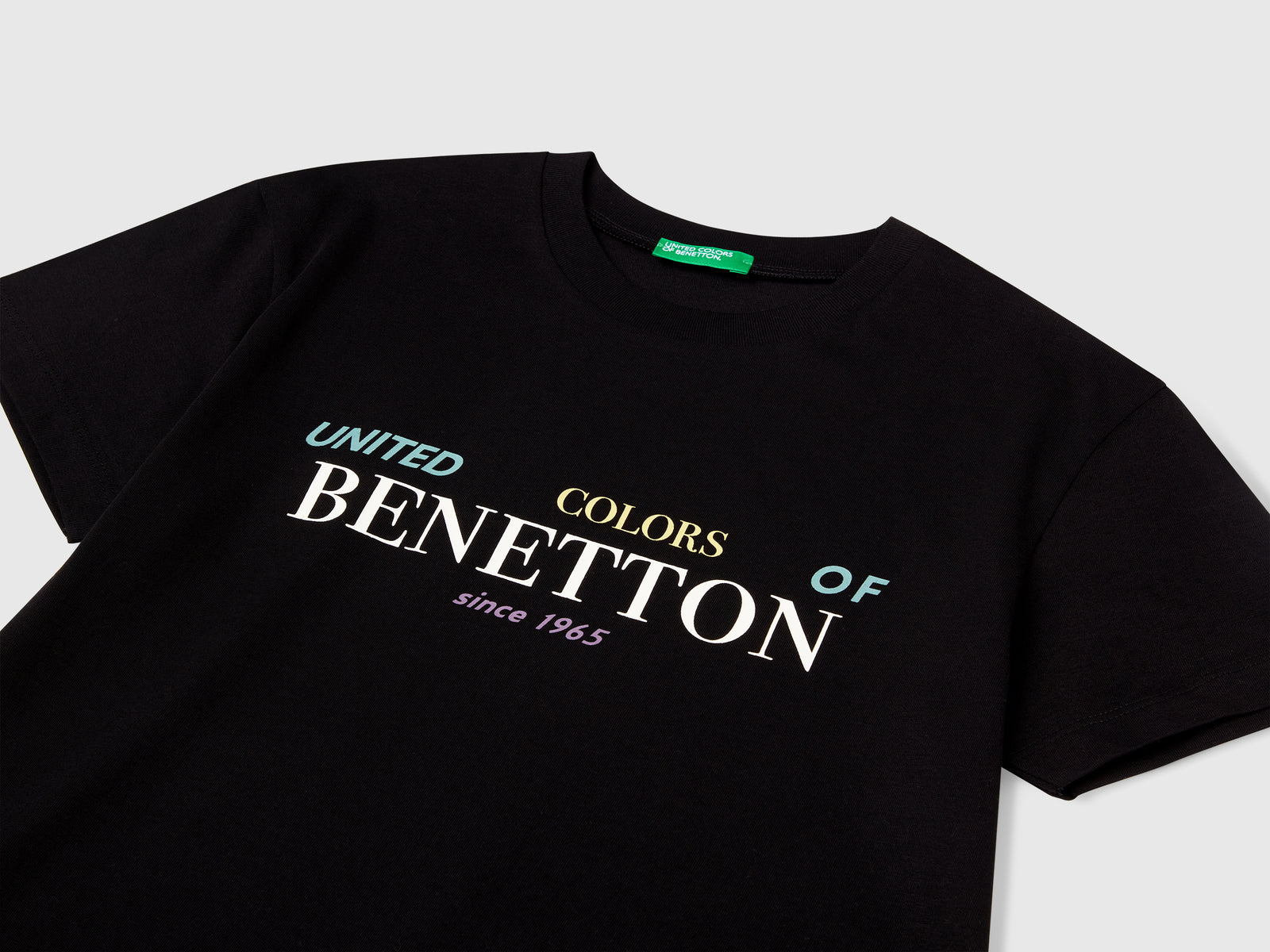 Maglietta in cotone con stampa da bambino nero 3 | Benetton Outlet