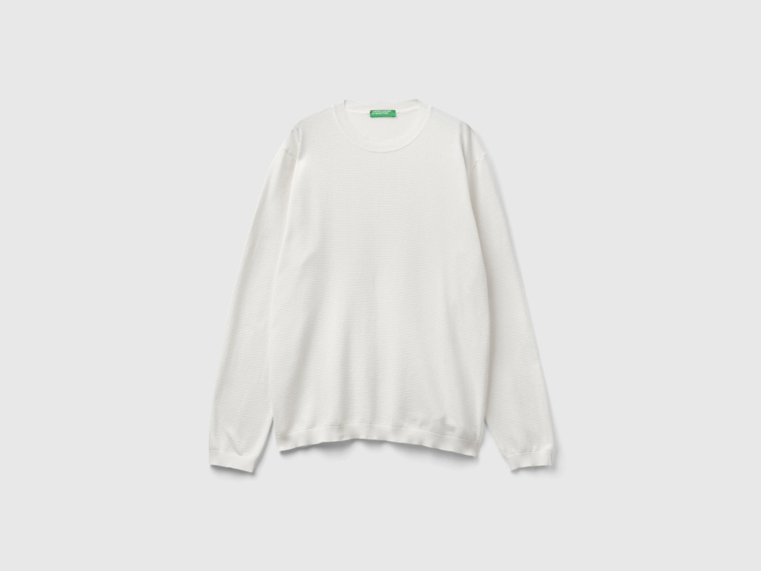 Maglia girocollo 100% cotone da uomo bianco panna | Benetton Outlet