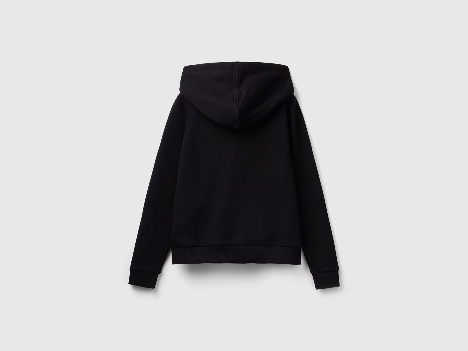 Felpa 100% cotone con zip e cappuccio da donna nero 2 | Benetton Outlet