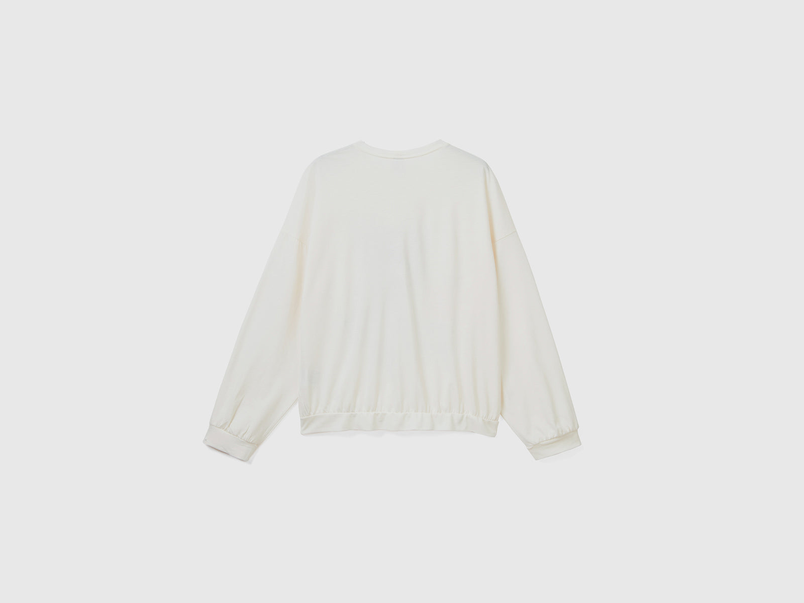 Maglia da pigiama in misto cotone e viscosa dal peso medio da donna bianco panna 2 | Benetton Outlet