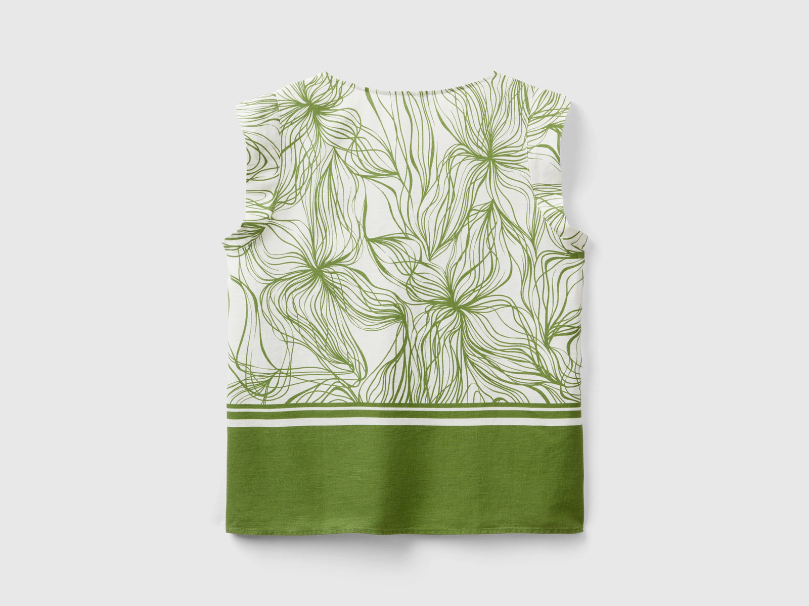 Blusa fantasia in misto viscosa sostenibile da donna verde oliva 2 | Benetton Outlet