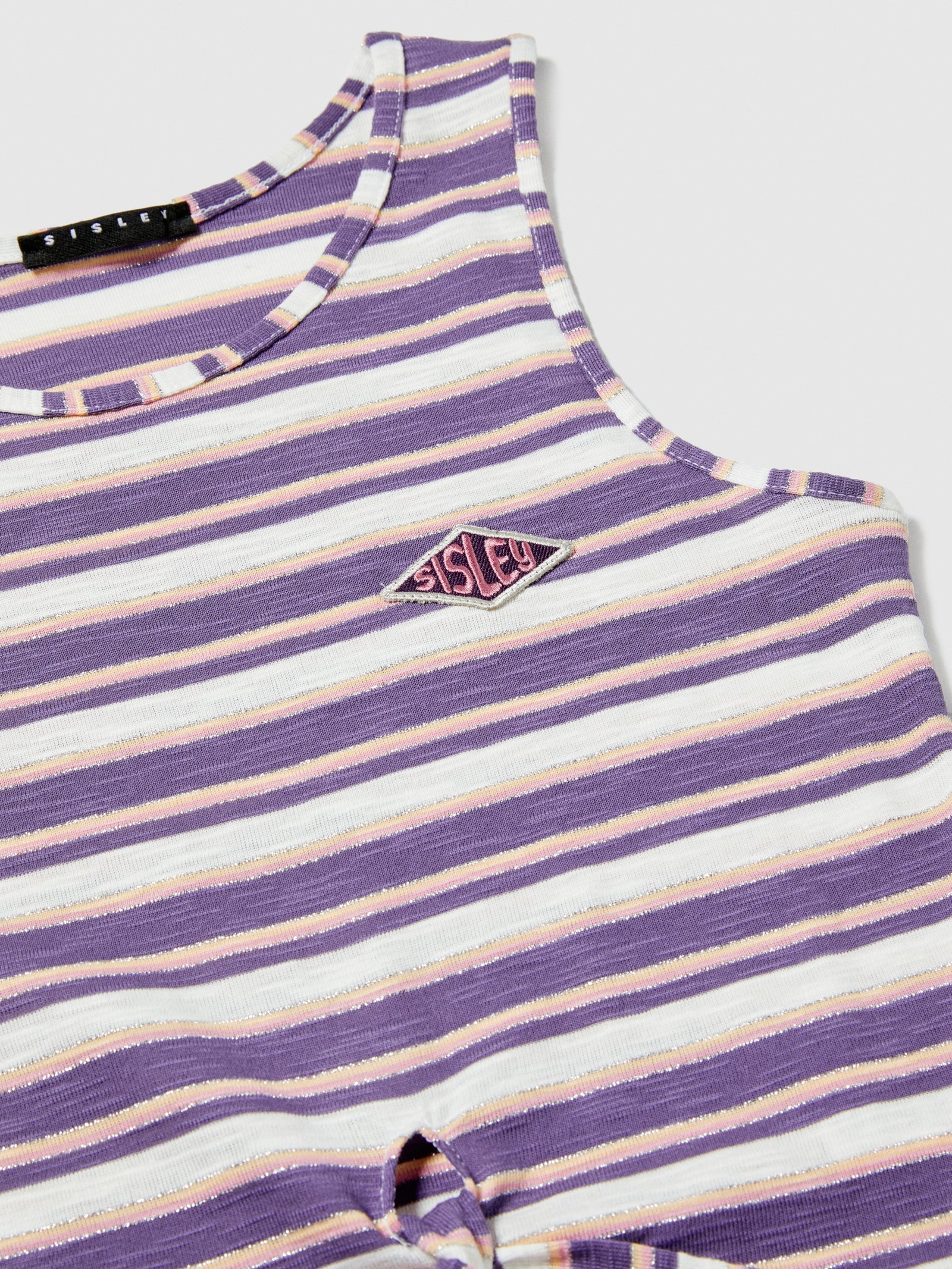 Canotta rigata con nodo da bambina viola 2 | Sisley young Outlet