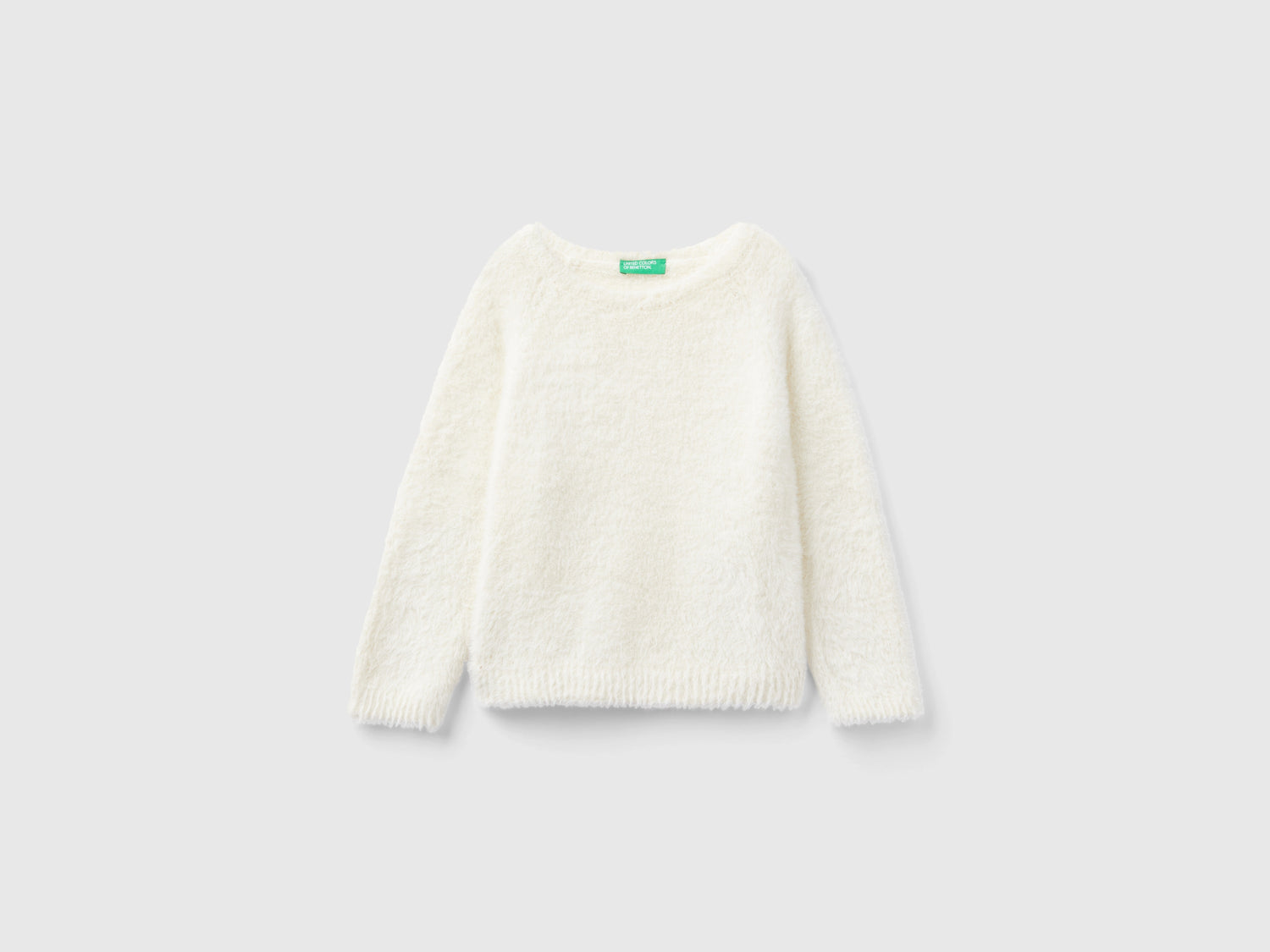 Maglia effetto pelliccetta da bimba bianco panna | Benetton Outlet