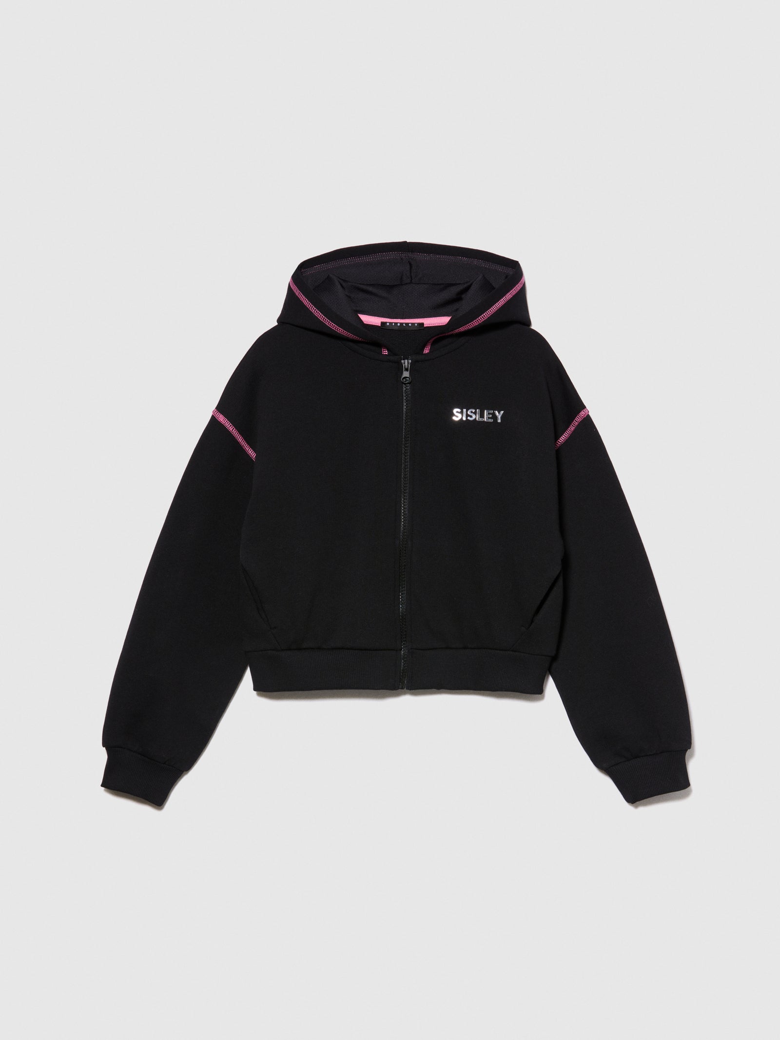Felpa sporty con logo da bambina nero | Sisley young Outlet