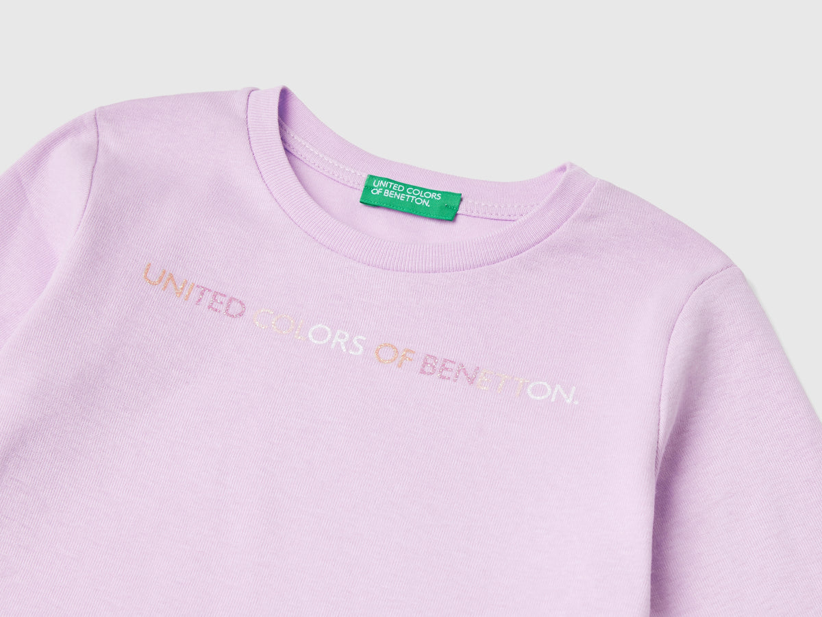 T-shirt con stampa glitter in cotone bio