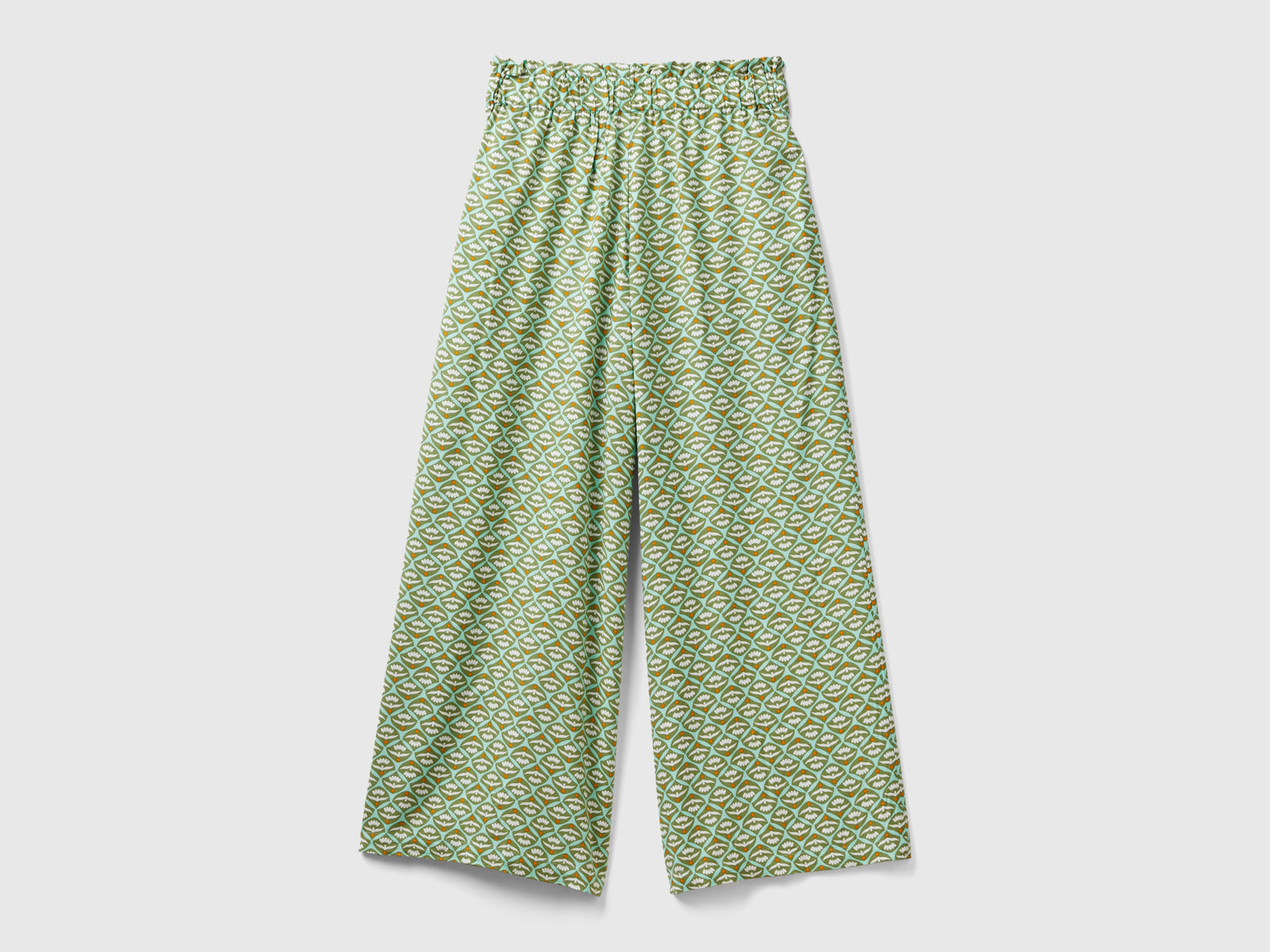 Pantaloni con stampa floreale da donna verde militare 2 | Benetton Outlet