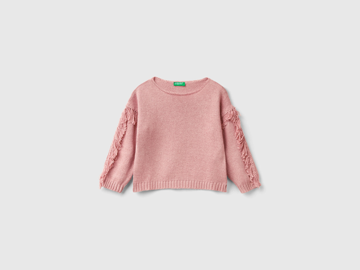 Maglioncino con frange da bimba rosa | Benetton Outlet