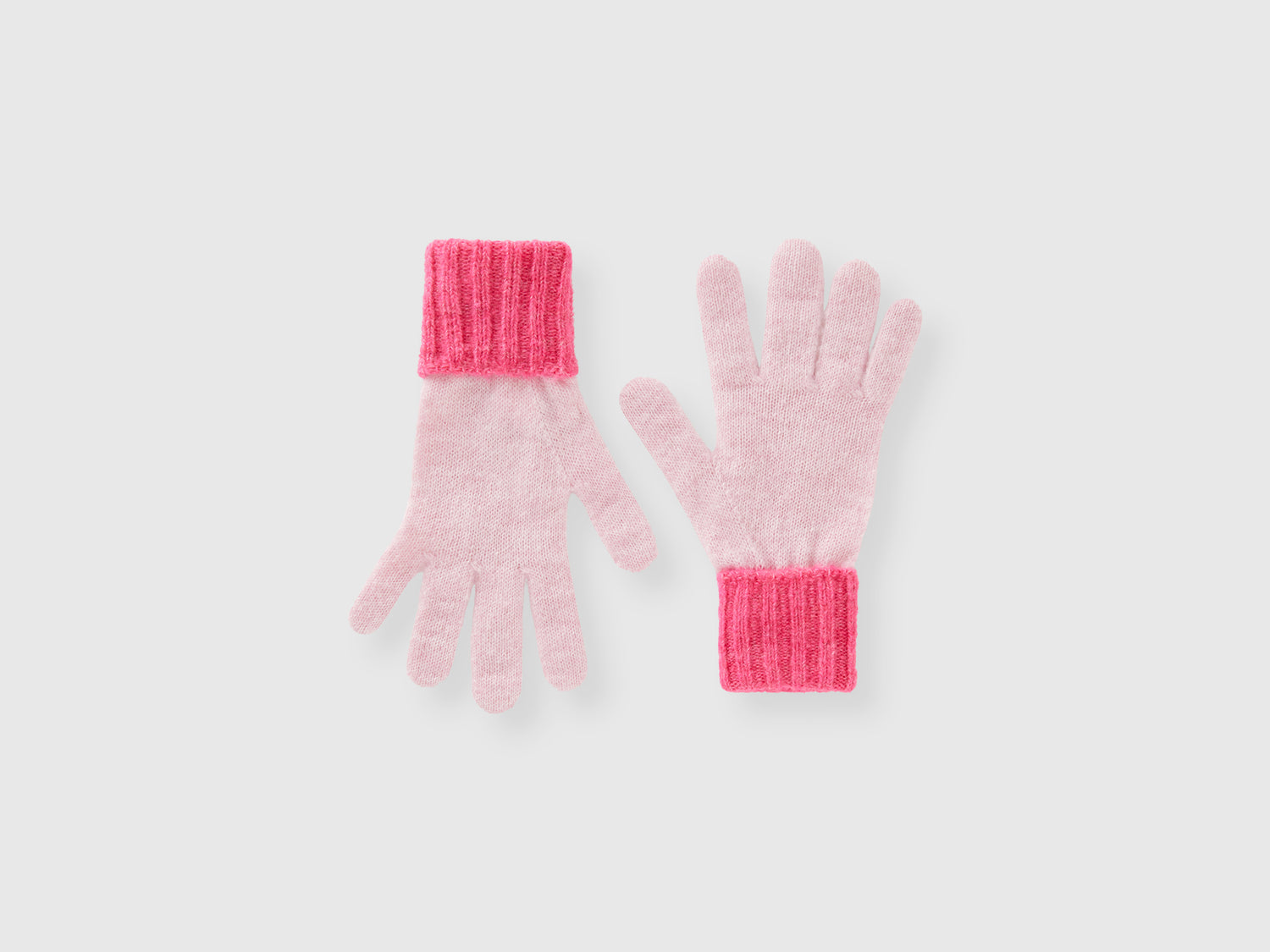 Guanti in maglia da bambina rosa | Benetton Outlet