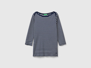 T-shirt manica 3/4 a righe in puro cotone