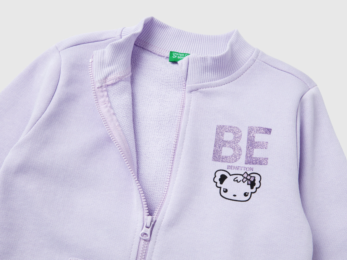 Felpa con zip in cotone bio