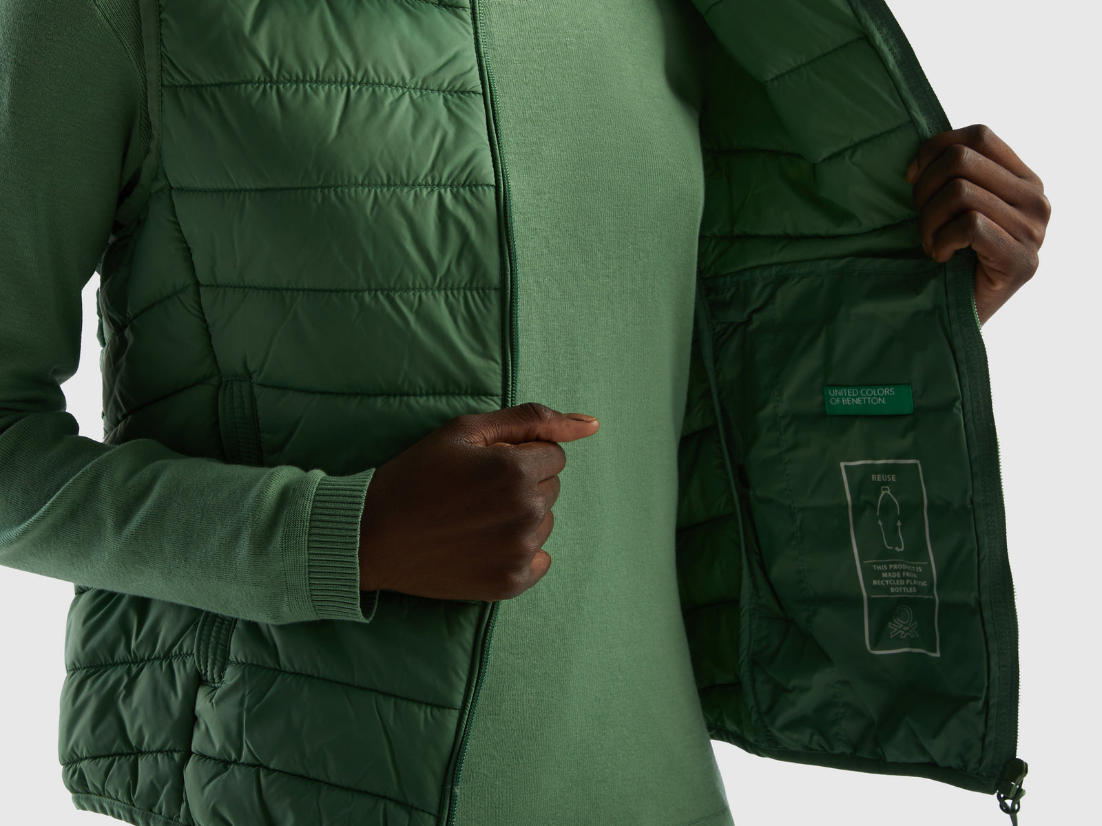 Smanicato imbottito con ovatta da donna verde 3 | Benetton Outlet