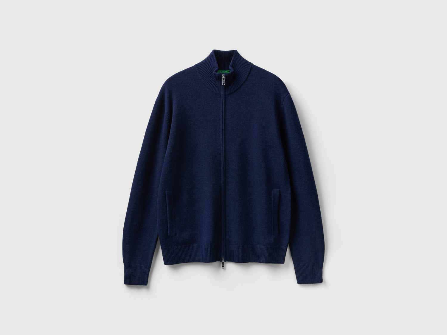 Maglione con zip in misto lana da uomo blu scuro | Benetton Outlet