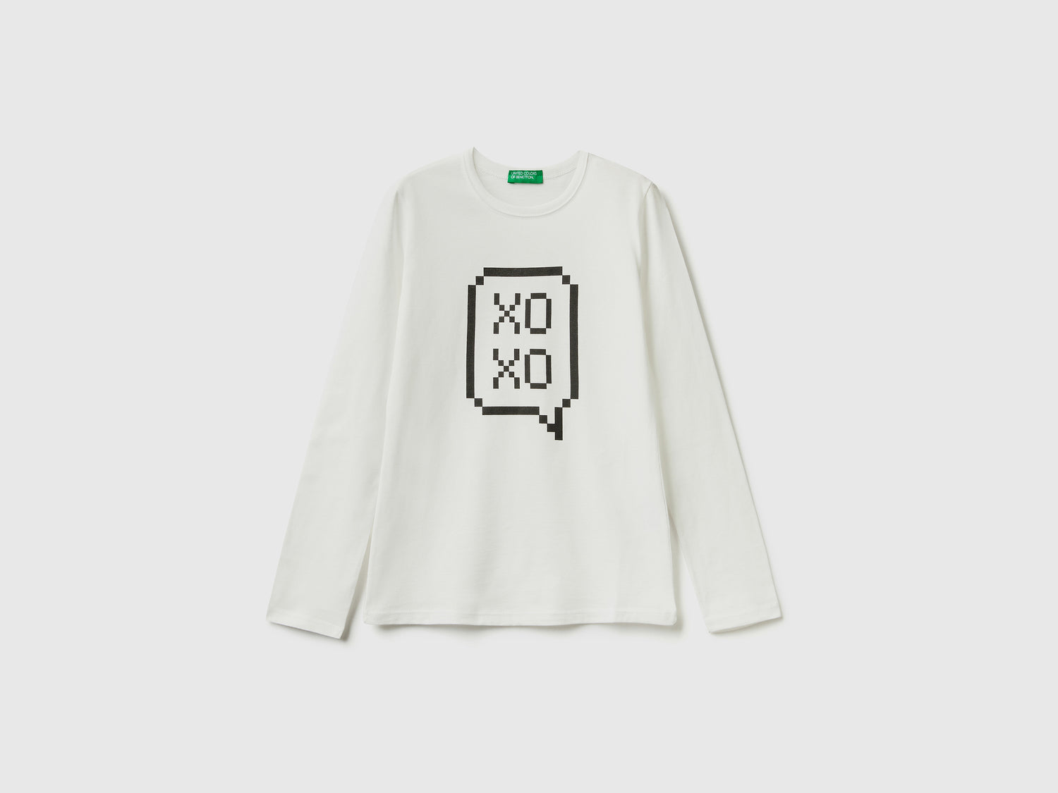 T-shirt manica lunga 100% cotone da bambina bianco | Benetton Outlet