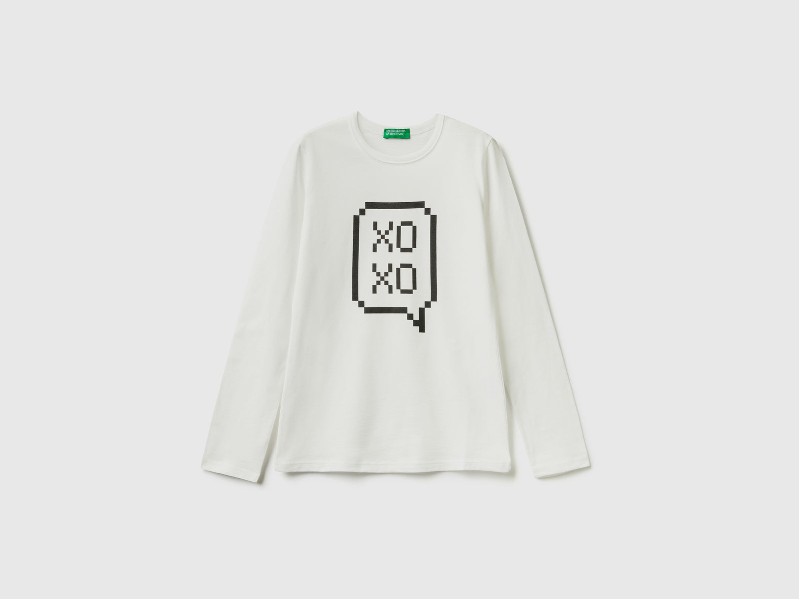 T-shirt manica lunga 100% cotone da bambina bianco | Benetton Outlet