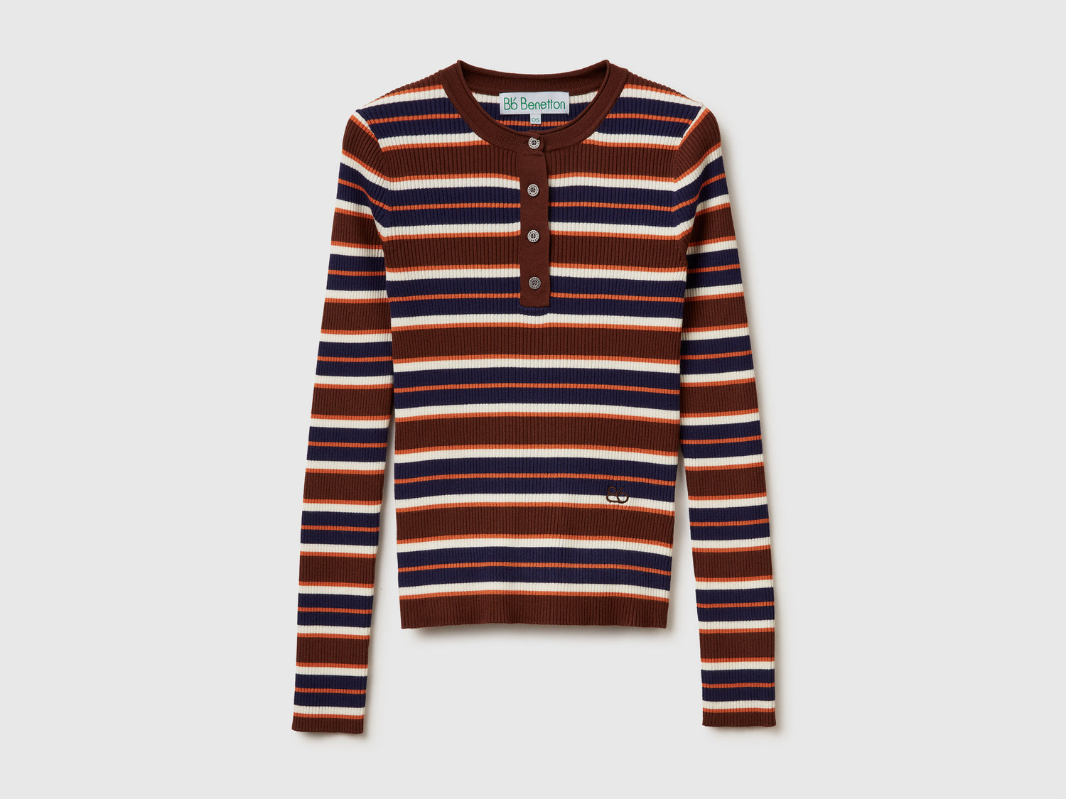 Maglia serafino a righe da donna marrone scuro | Benetton Outlet