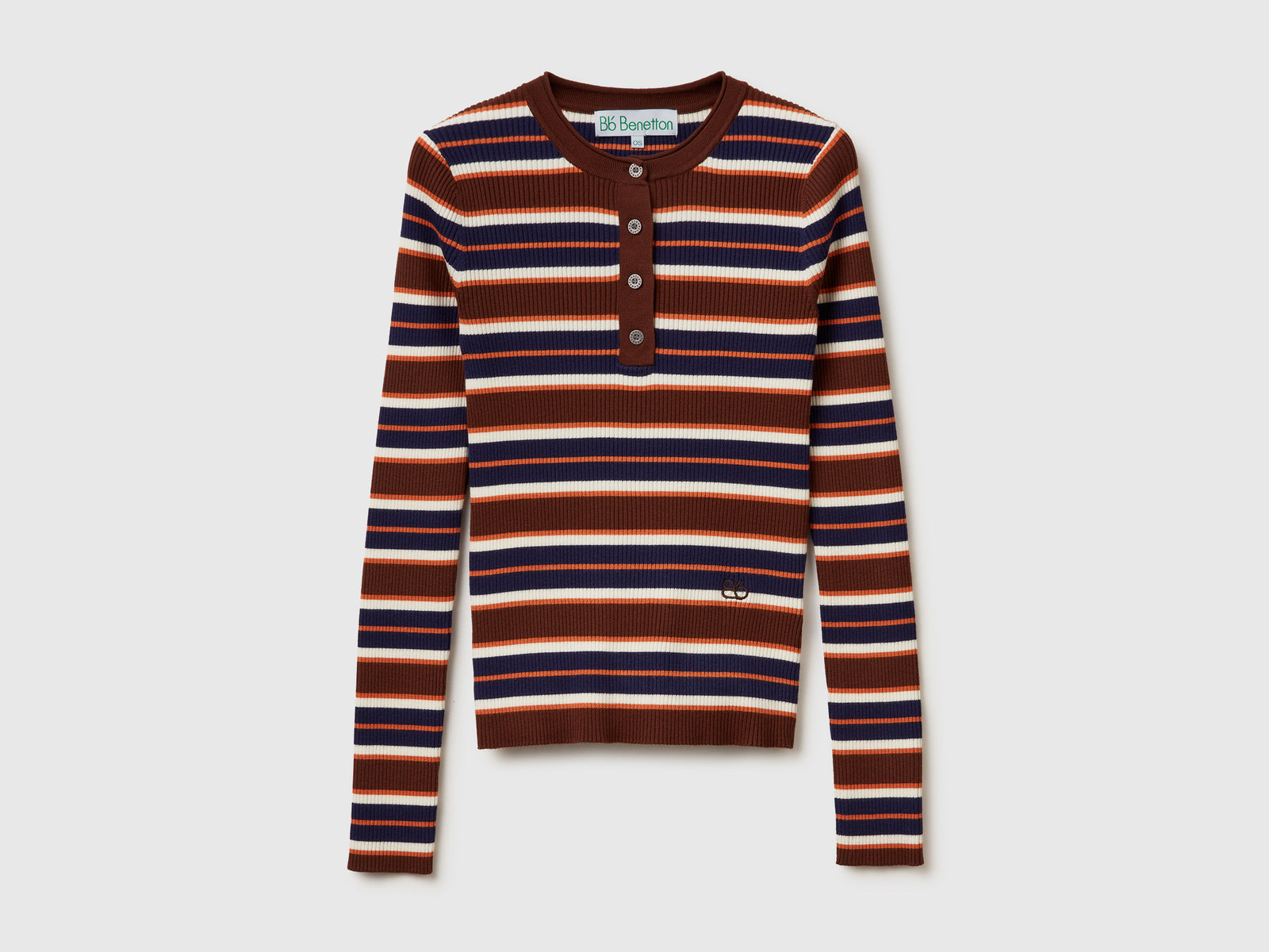Maglia serafino a righe da donna marrone scuro | Benetton Outlet
