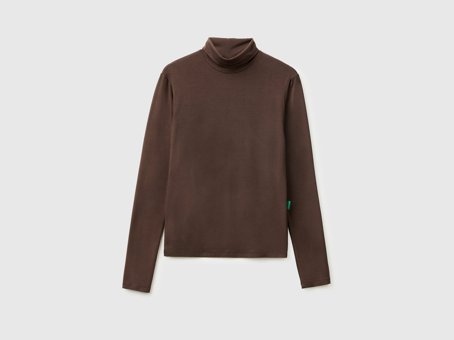 T-shirt dolcevita in viscosa stretch da donna marrone scuro | Benetton Outlet