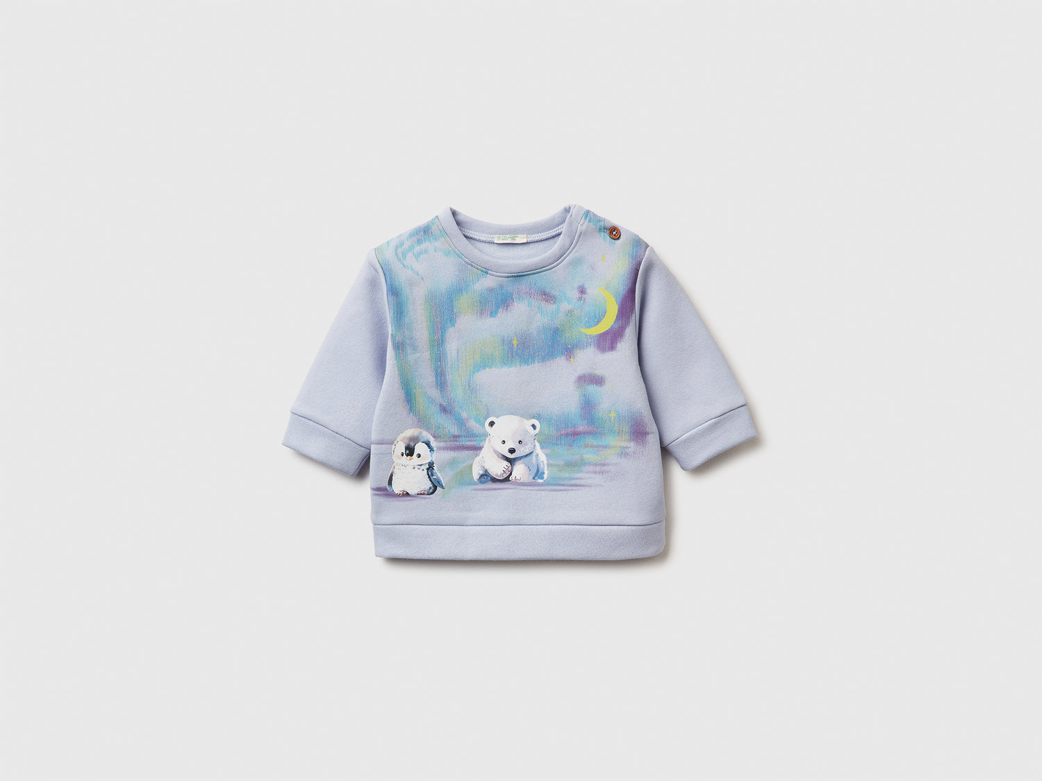 Felpa con stampa in misto cotone da neonato celeste | Benetton Outlet