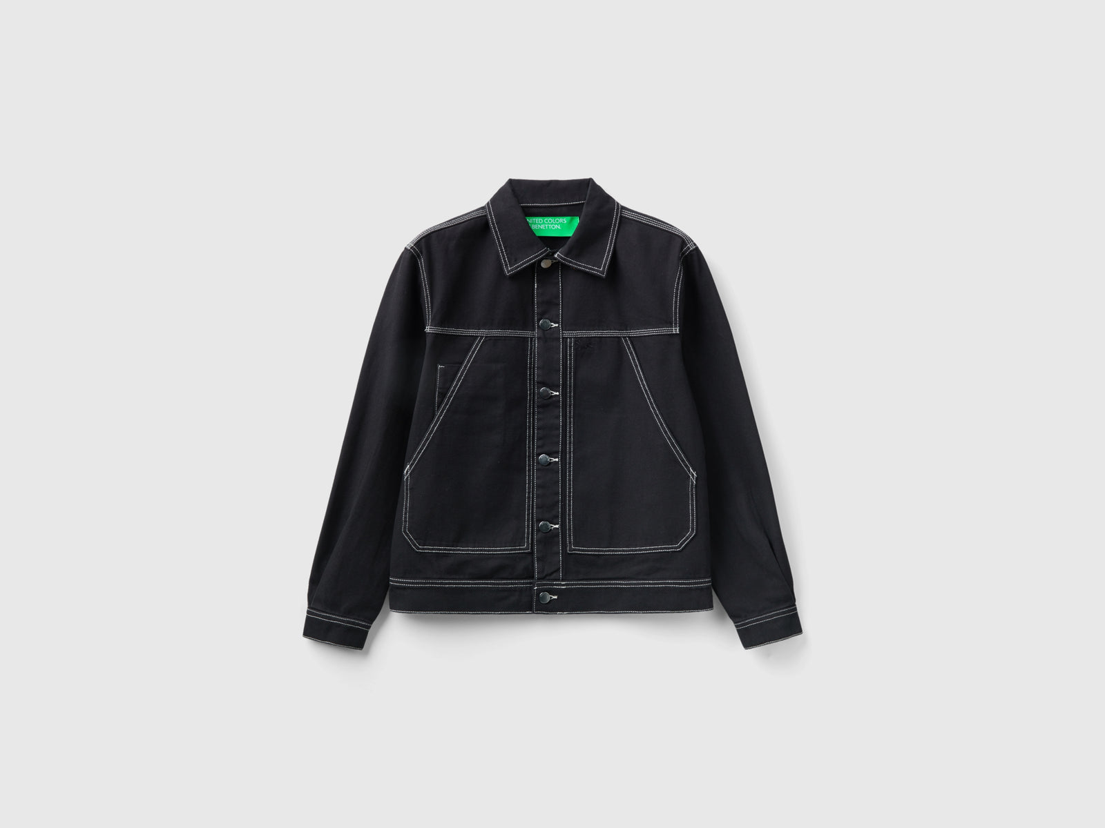 Giacca in tela di cotone da donna nero | Benetton Outlet