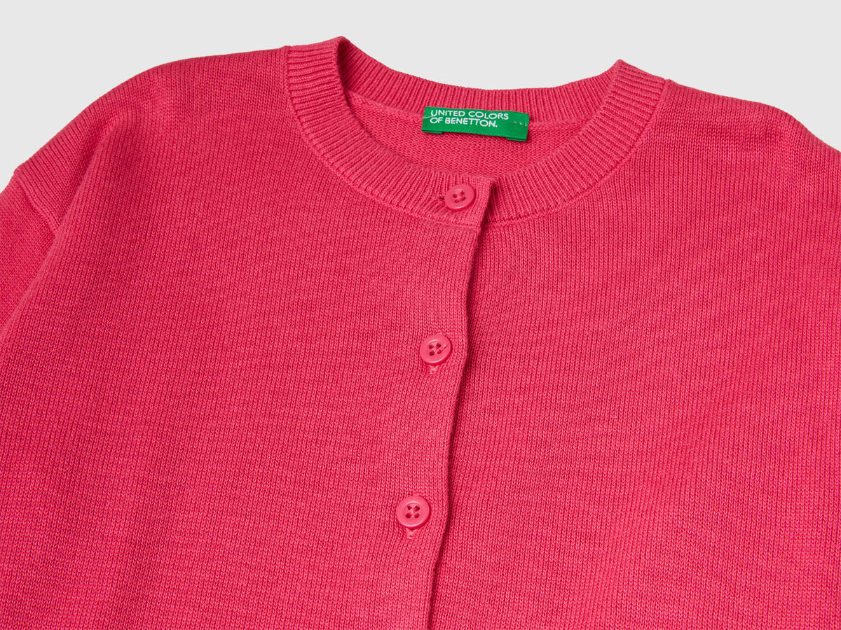 Cardigan girocollo in puro cotone