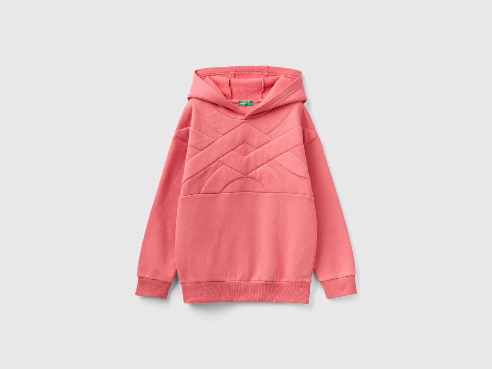 Felpa con logo in tessuto riciclato da bambino rosa | Benetton Outlet