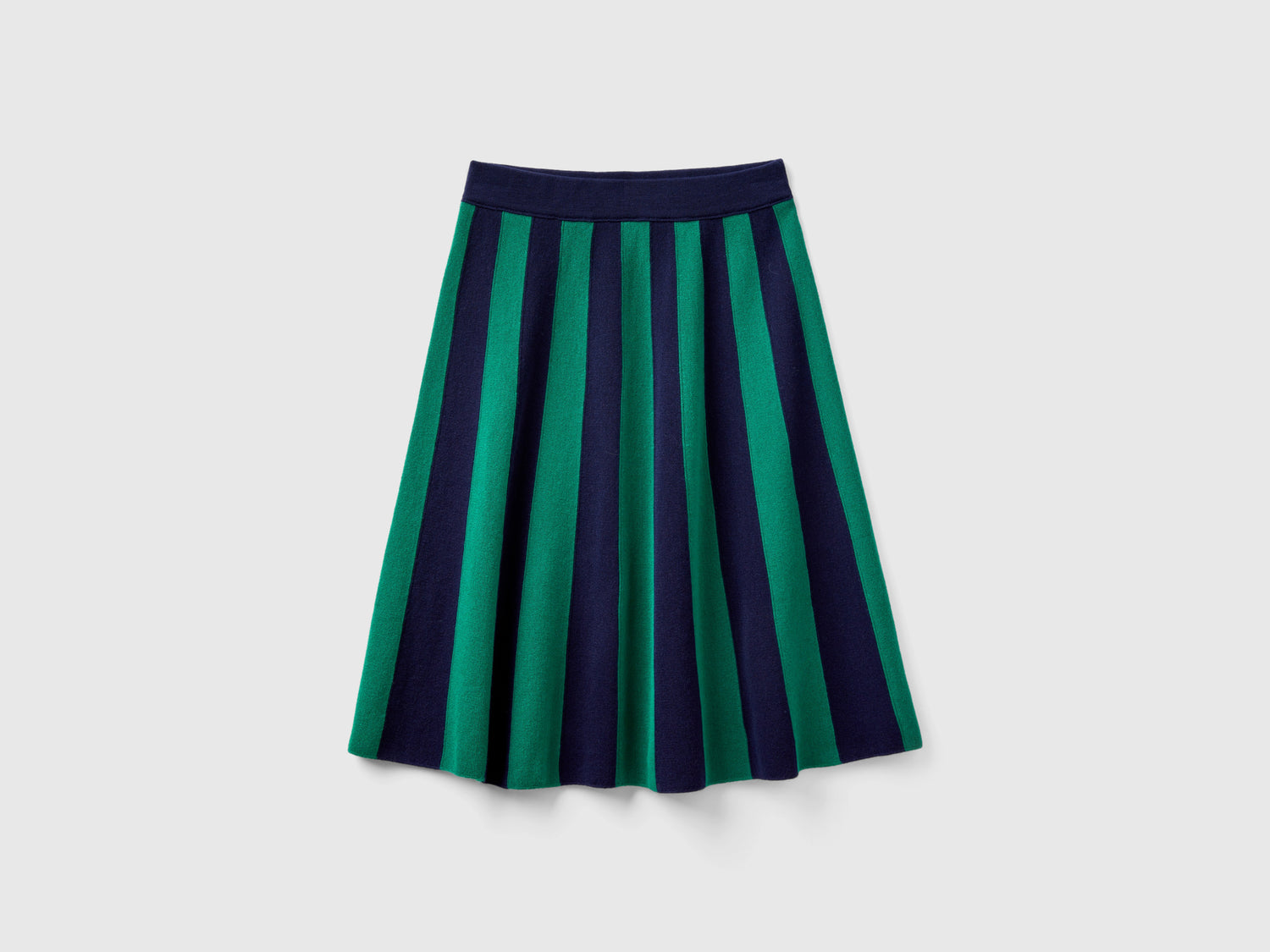 Gonna midi a righe verticali da donna verde | Benetton Outlet