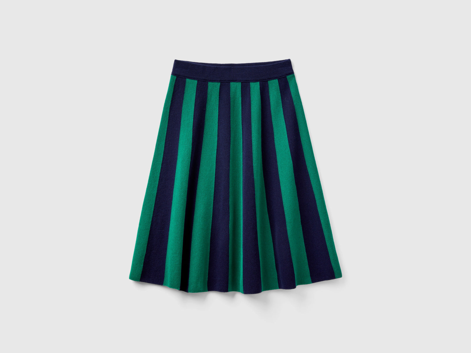 Gonna midi a righe verticali da donna verde | Benetton Outlet