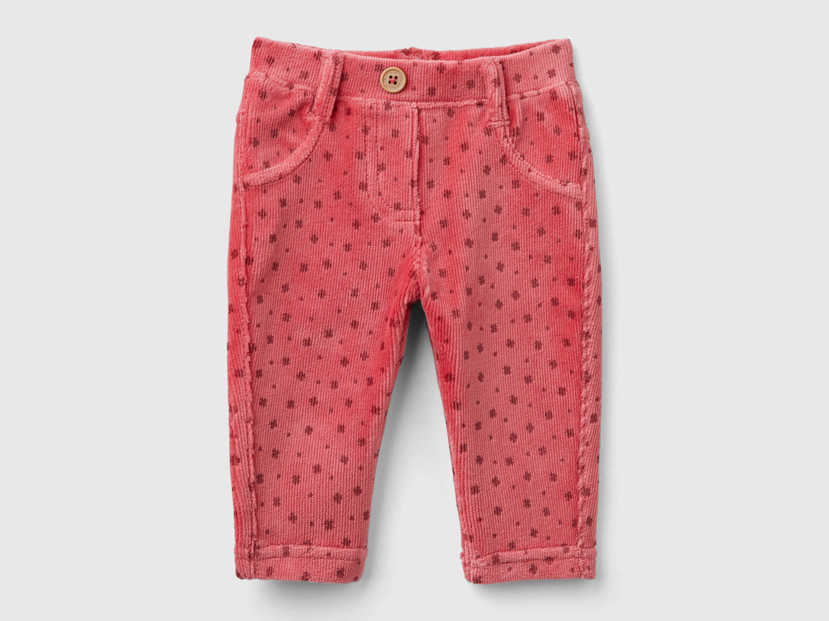 Pantaloni con stampa fantasia in ciniglia