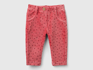 Pantaloni con stampa fantasia in ciniglia