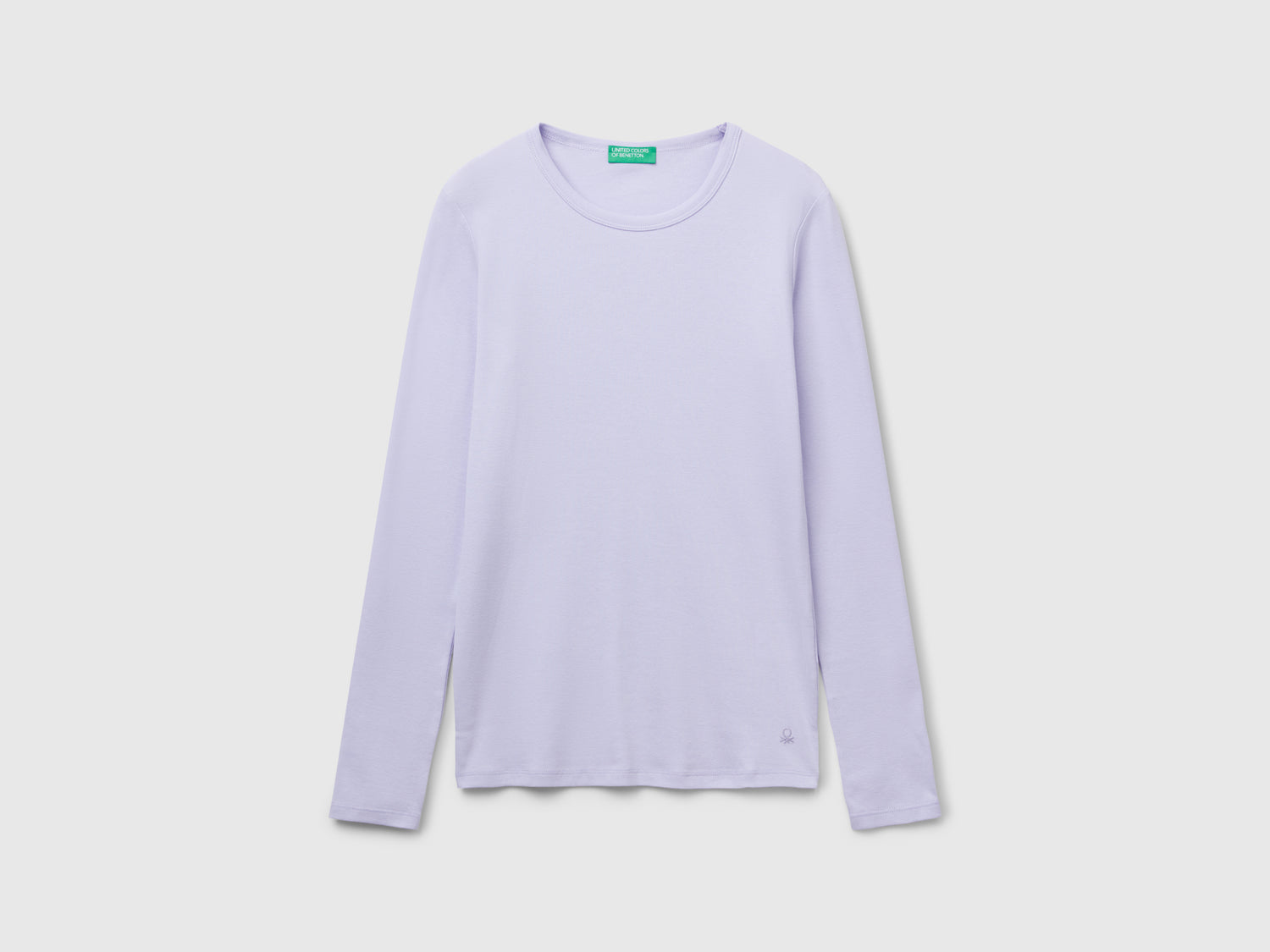 T-shirt manica lunga 100% cotone da donna lilla | Benetton Outlet