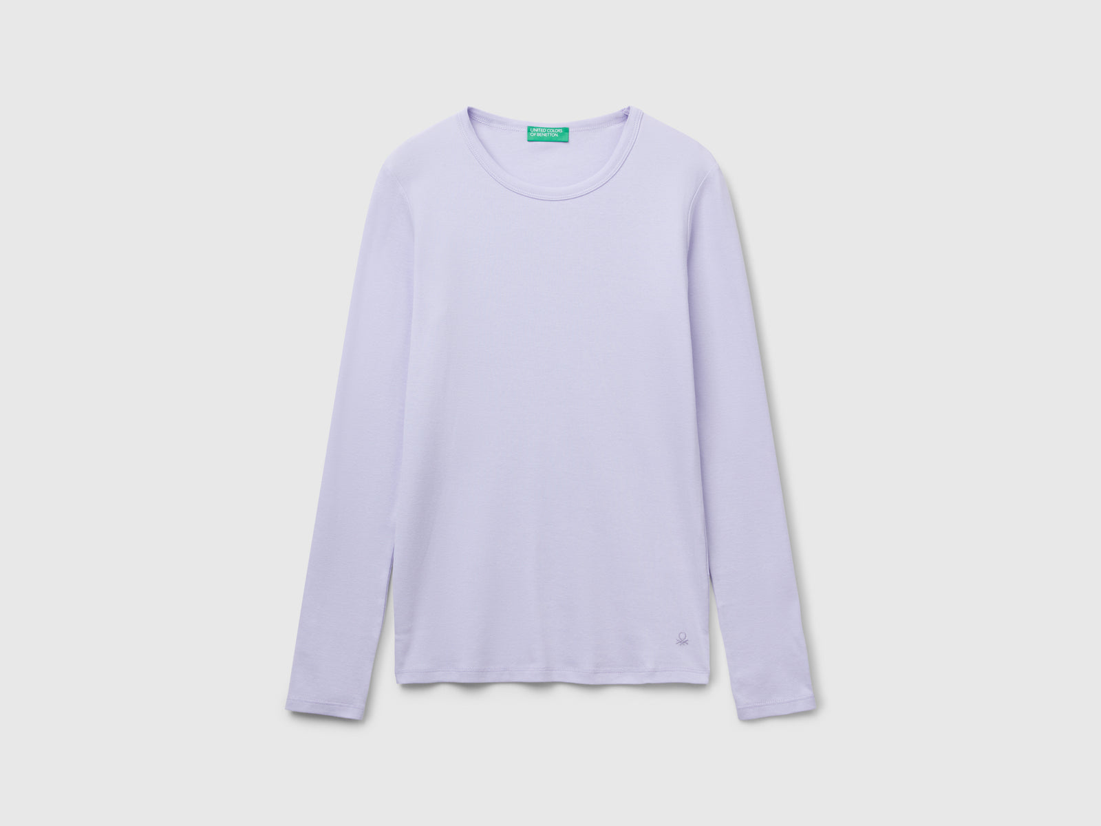 T-shirt manica lunga 100% cotone da donna lilla | Benetton Outlet