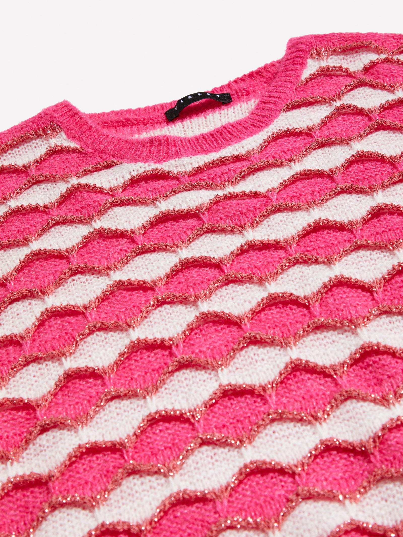 Maglia cropped con lurex fuscia da bambina rosa 2 | Sisley young Outlet