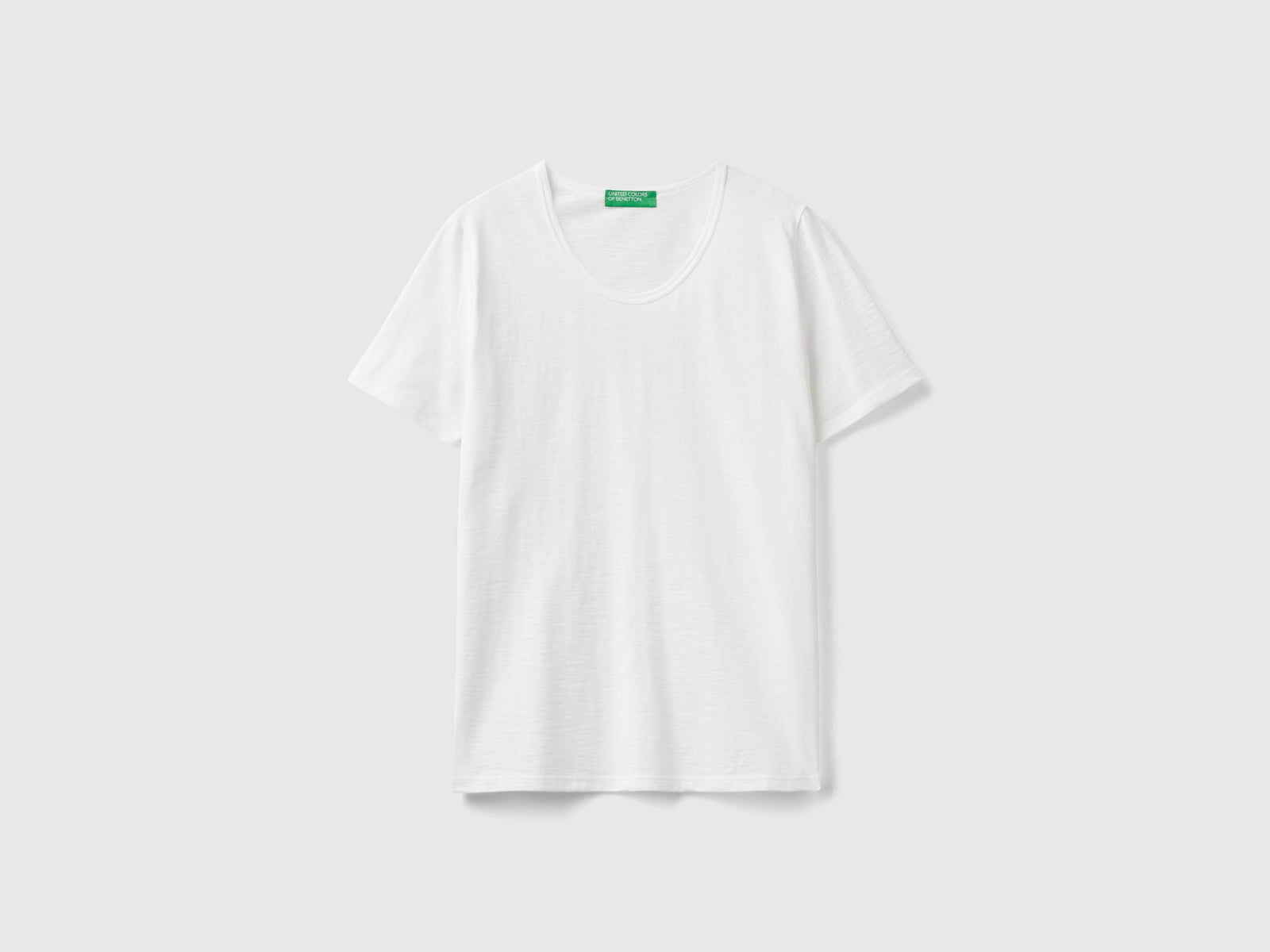 T-shirt manica corta in cotone leggero da donna bianco | Benetton Outlet