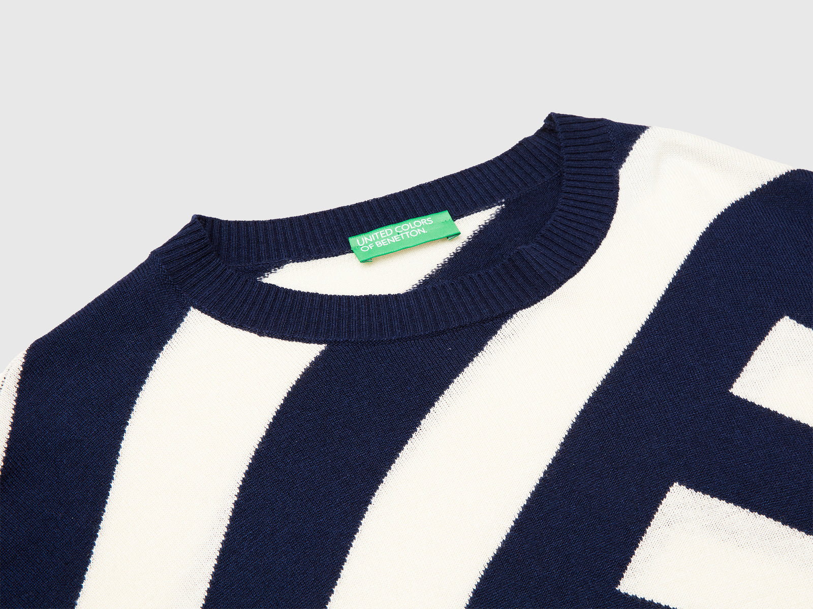 Maglia cropped a righe regimental da donna blu scuro 3 | Benetton Outlet