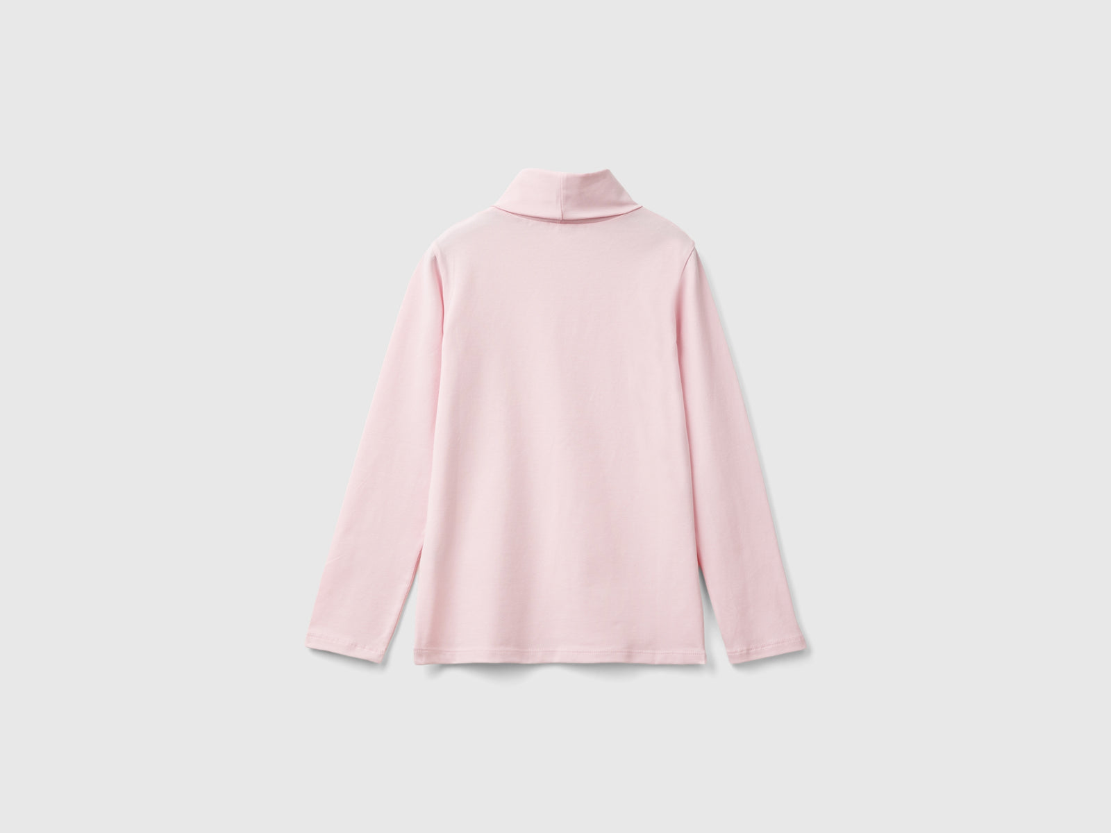 T-shirt stretch con collo alto da bambina rosa 2 | Benetton Outlet
