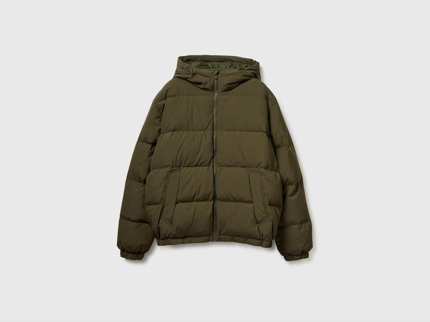Piumino imbottito vera piuma riciclata da uomo verde scuro | Benetton Outlet