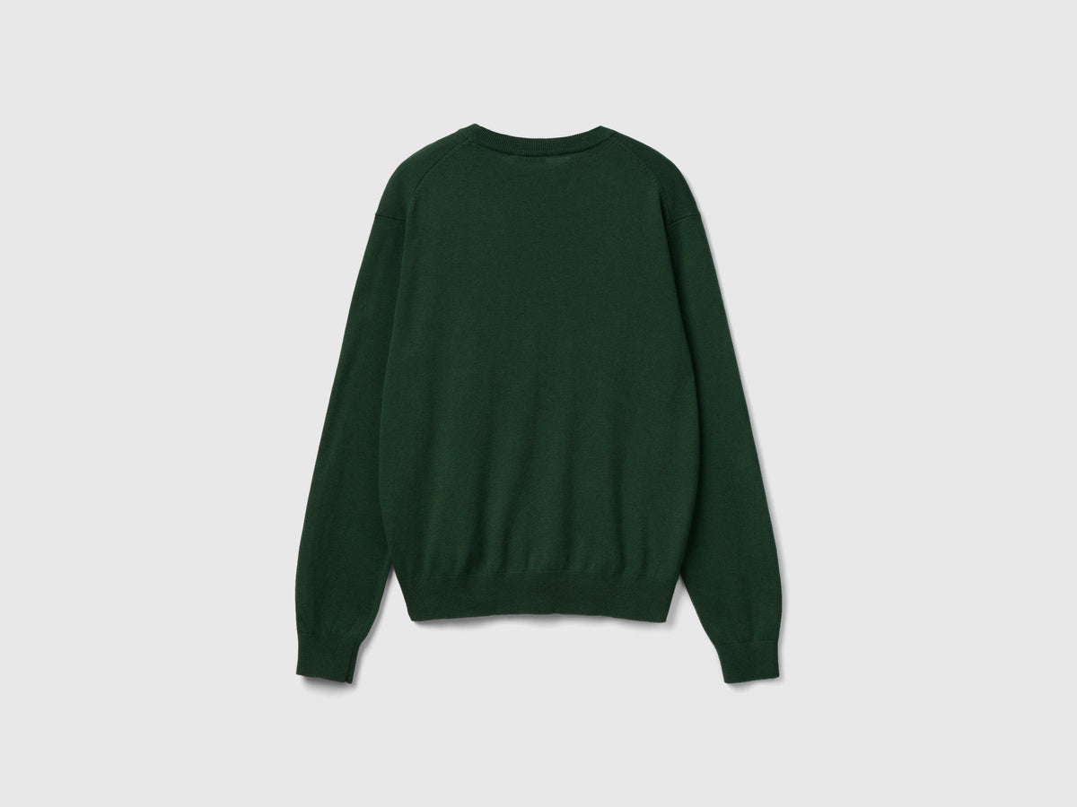 Maglia girocollo in cotone e lana