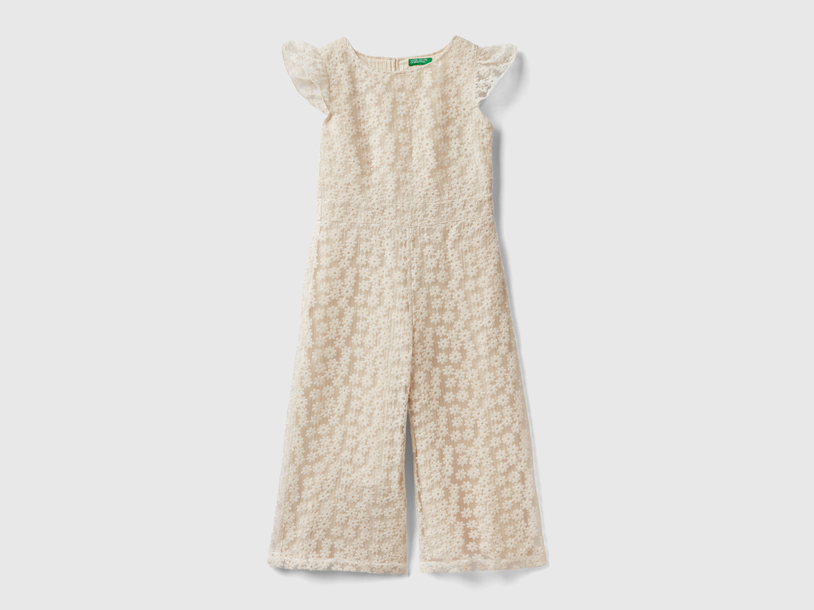 Tuta palazzo in macramè da bambina beige | Benetton Outlet