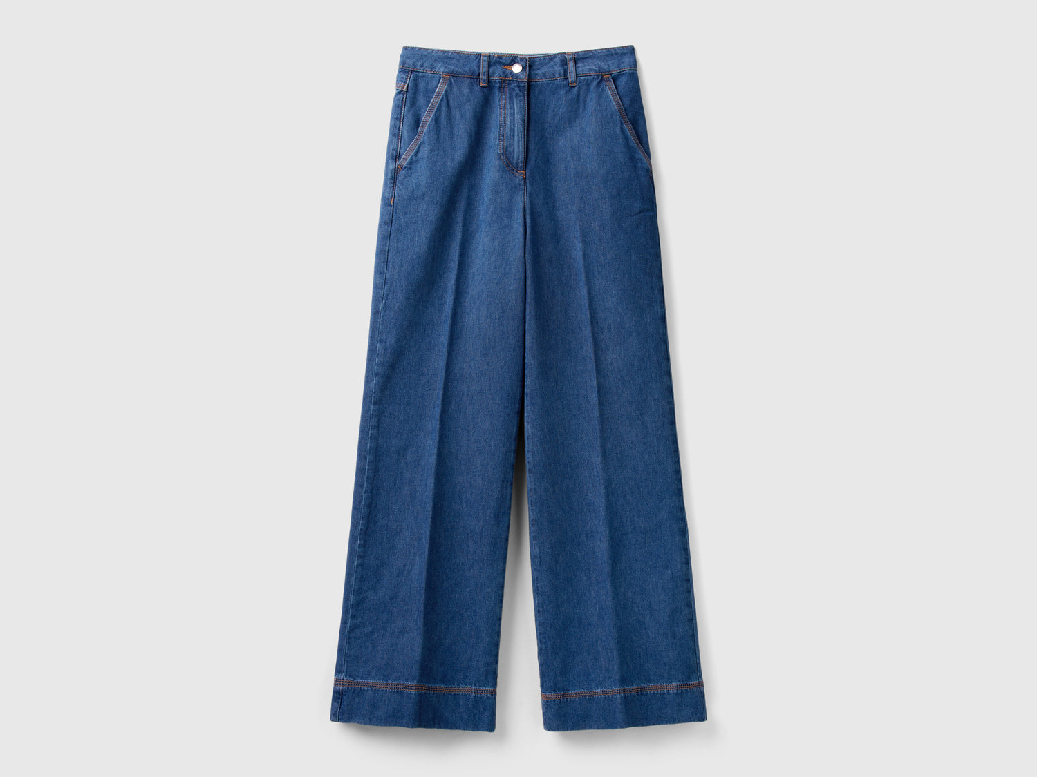 Pantaloni jeans con gamba ampia da donna blu | Benetton Outlet