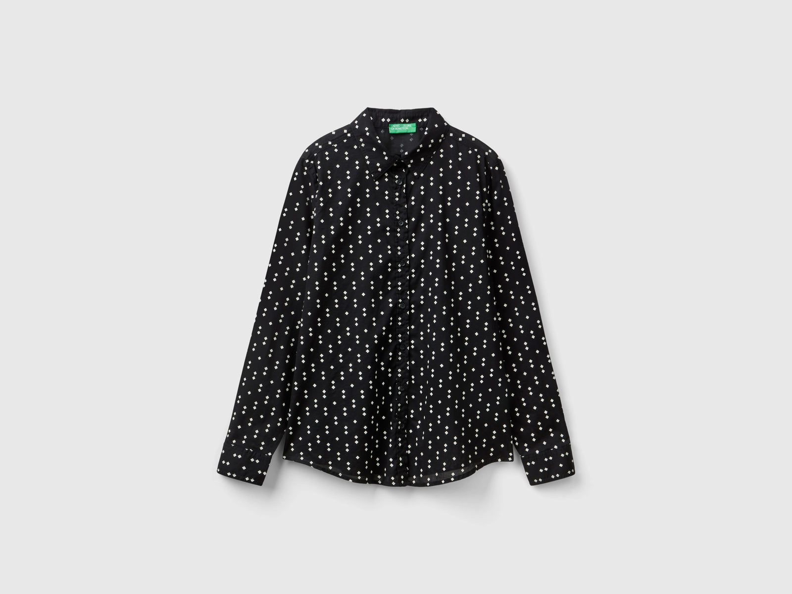 Camicia fantasia 100% cotone da donna nero | Benetton Outlet